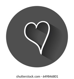 Hearts icon. Love hand drawn vector illustration with long shadow.