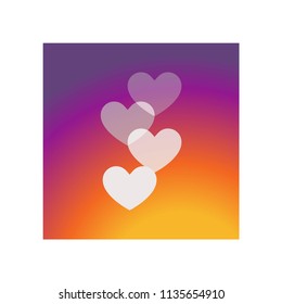 Hearts icon  on gradient color background vector icon. Simple element illustration. Hearts  on gradient color background symbol design. Can be used for web and mobile.