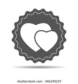 hearts icon on a retro badge, vector illustration