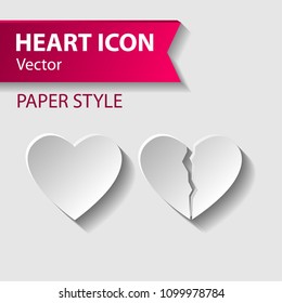 Hearts icon. Paper style.