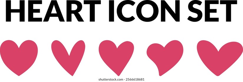 Hearts icon set, hearts icon collection,