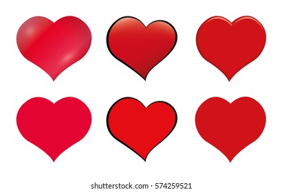 Hearts icon set. Different volumes and shapes. Isolated vector design. 