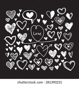 Hearts icon set. Hand drawn Illustration