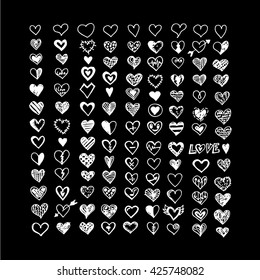 Hearts icon set. Hand drawn Illustration