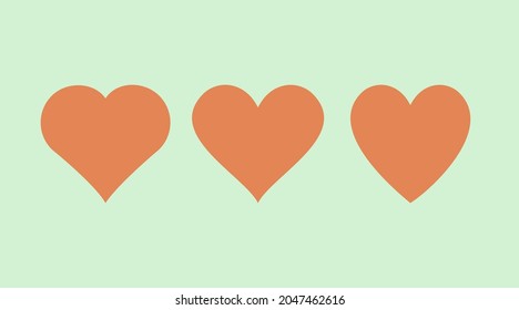 Hearts icon set. Love orange vector signs isolated on a background. Graphic shape for valentine gift