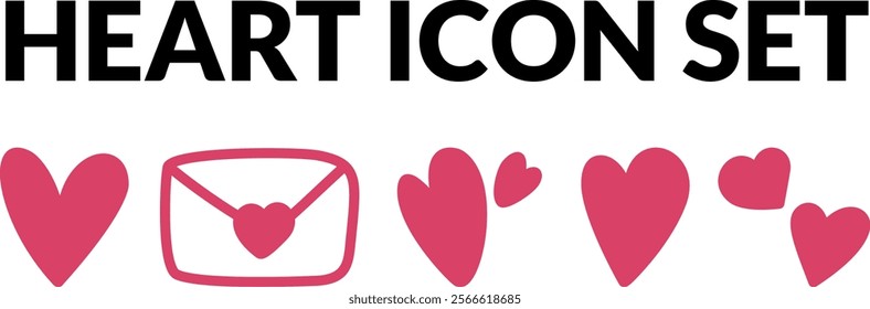 Hearts icon set, red hearts icon collection,