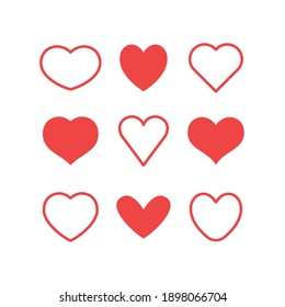 Hearts icon set. Valentine's day heart vector.