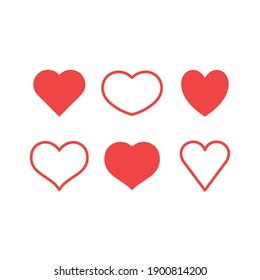 Hearts icon set. Valentine's day heart vector.