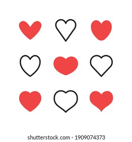 Hearts icon set. Valentine's day heart vector.