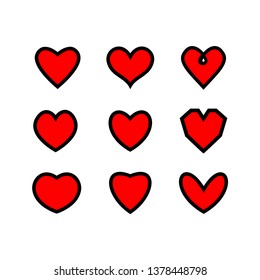 Hearts icon set. Vector illustration.