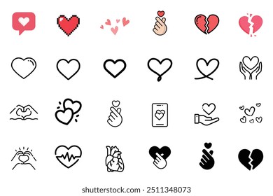 Forma de Vector del conjunto de iconos de corazones