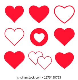 Hearts icon set,concept of love,valentine day symbol.Heart outline icon set vector,linear icons thin