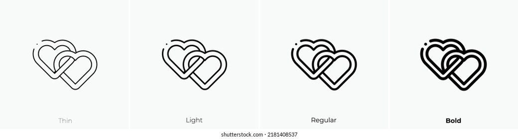 hearts icon. Thin, Light Regular And Bold style design isolated on white background