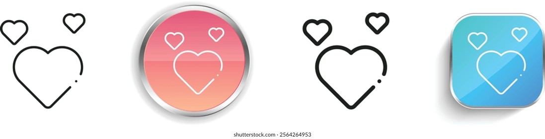 hearts icon. Thin Linear, Regular and Button Style Design Isolated On White Background