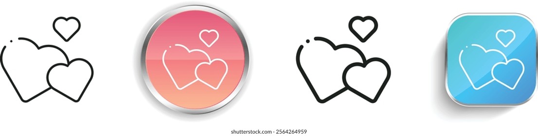 hearts icon. Thin Linear, Regular and Button Style Design Isolated On White Background