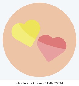 Hearts Icon in trendy flat style isolated on soft blue background