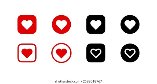 Hearts icons. Red and black heart icons