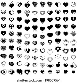 Hearts Icons Set - Isolated On White Background - Vector Illustration, Graphic Design Editable For Your Design