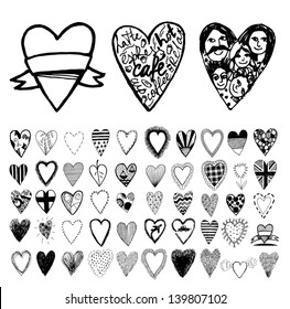 Hearts. Icons set. Vector.