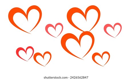 Hearts icons set very amazing Set of red vector hearts icons. Heart Symbols Big Set Isolated on White Background , Vector Illustration