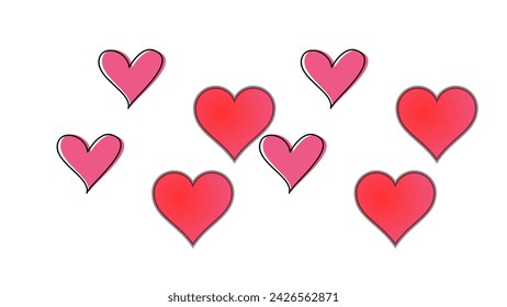 Hearts icons set very amazing Set of red vector hearts icons. Heart Symbols Big Set Isolated on White Background , Vector Illustration