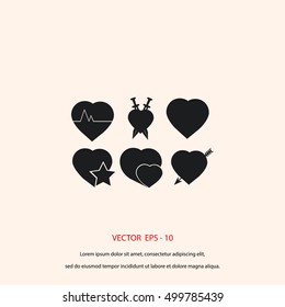 hearts icons vector, flat design best vector icon