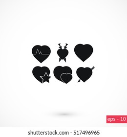 hearts icons vector, flat design best vector icon