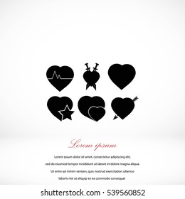 hearts icons vector, flat design best vector icon