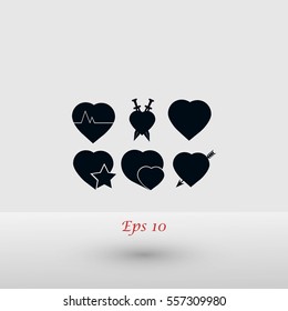 hearts icons vector, flat design best vector icon