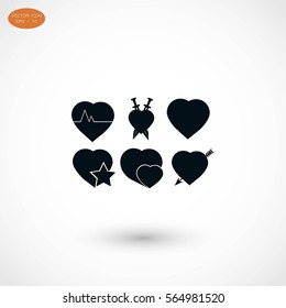 hearts icons vector, flat design best vector icon