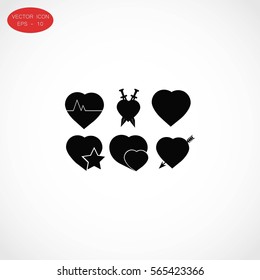hearts icons vector, flat design best vector icon