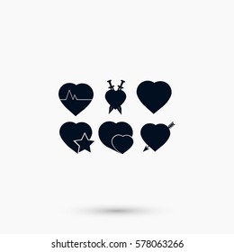 hearts icons vector, flat design best vector icon