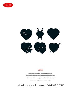 hearts icons vector, flat design best vector icon