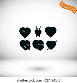 hearts icons vector, flat design best vector icon