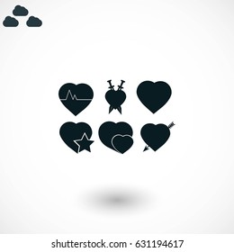 hearts icons vector, flat design best vector icon