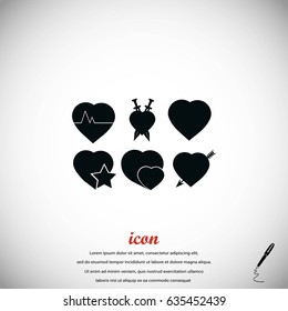 hearts icons vector, flat design best vector icon