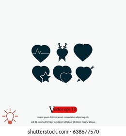 hearts icons vector, flat design best vector icon
