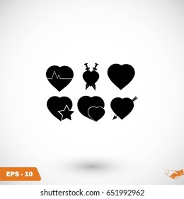 hearts icons vector, flat design best vector icon