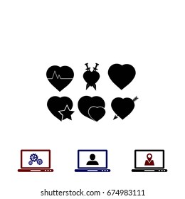 hearts icons vector, flat design best vector icon