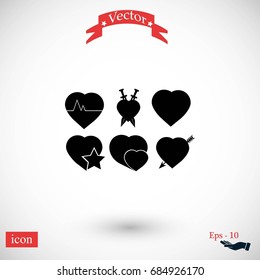 hearts icons vector, flat design best vector icon