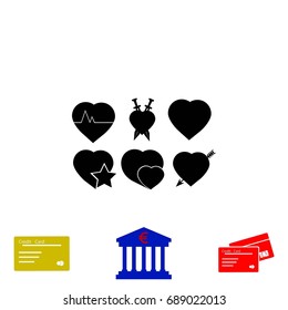 hearts icons vector, flat design best vector icon