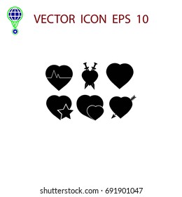 hearts icons vector, flat design best vector icon