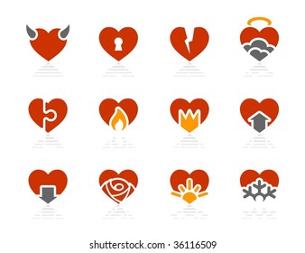 Hearts icons. Vector icon set. Three color icons.