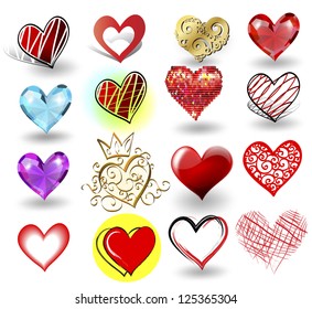 Hearts icons vector illustration set