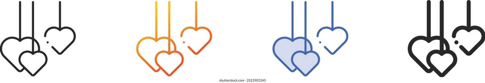 hearts icon.Thin Linear, Gradient, Blue Stroke and bold Style Design Isolated On White Background