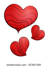 Hearts illustration isolated on white.Vector.