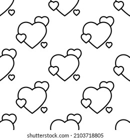 Hearts illustration line. Seamless pattern