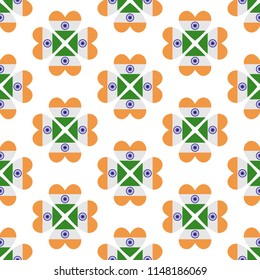 Hearts for India Seamless Pattern - Flag of India in hearts on white background