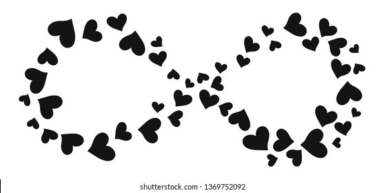 Hearts infinity shape vector with massage love forever.