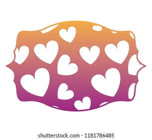 Hearts inside label emblem rainbow lines